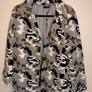 Black Camo Jacket with Pockets